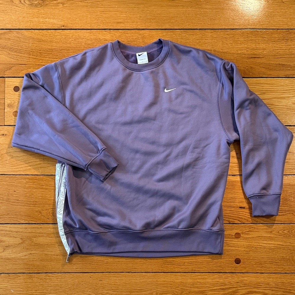 Nike Purple Crewneck Sweatshirt with Side Zip Detail